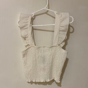 H&M Cream Ruffled Crop Top
